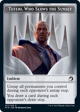 Wolf // Emblem - Teferi, Who Slows the Sunset Double-Sided Token (Back)